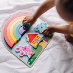 Melissa &amp; Doug 藍色線索與你！木製彩虹疊疊樂拼圖