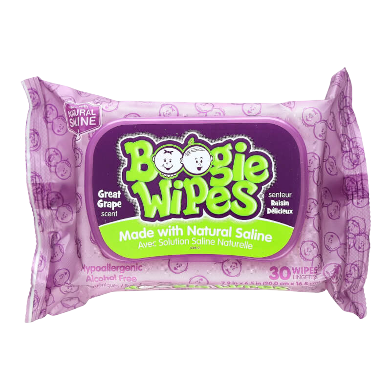 Boogie Wipes Gentle Saline Nose Wipes Grape  30 Wipes
