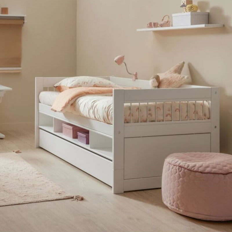 LIFETIME Kidsrooms Breeze 兒童房微風小屋床，帶儲物空間和床抽屜，90x200厘米 - 白色