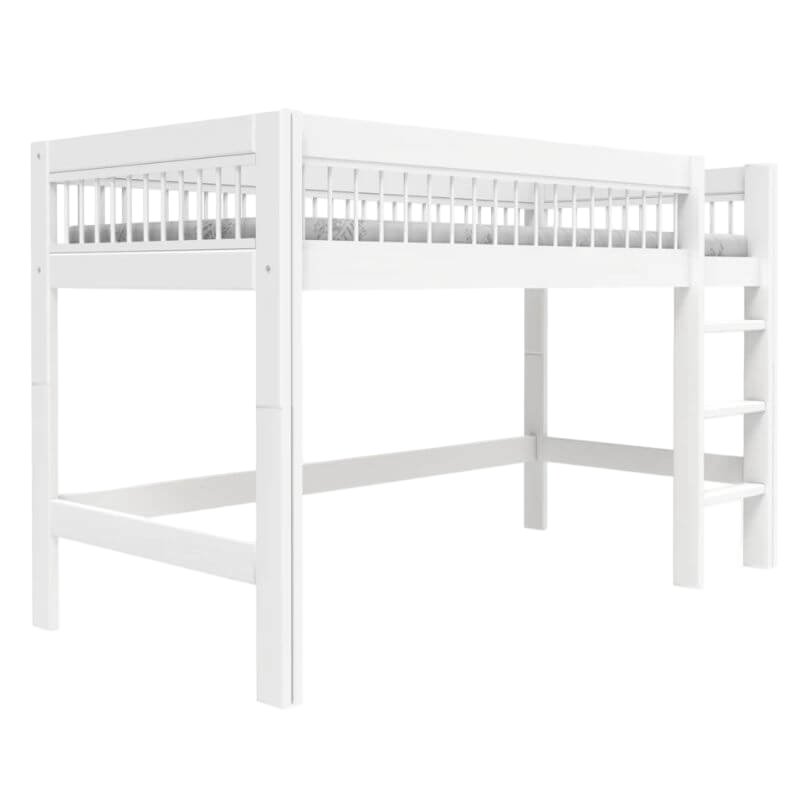LIFETIME Kidsrooms Breeze Semi High Bed with Straight Ladder 90x200cm - White