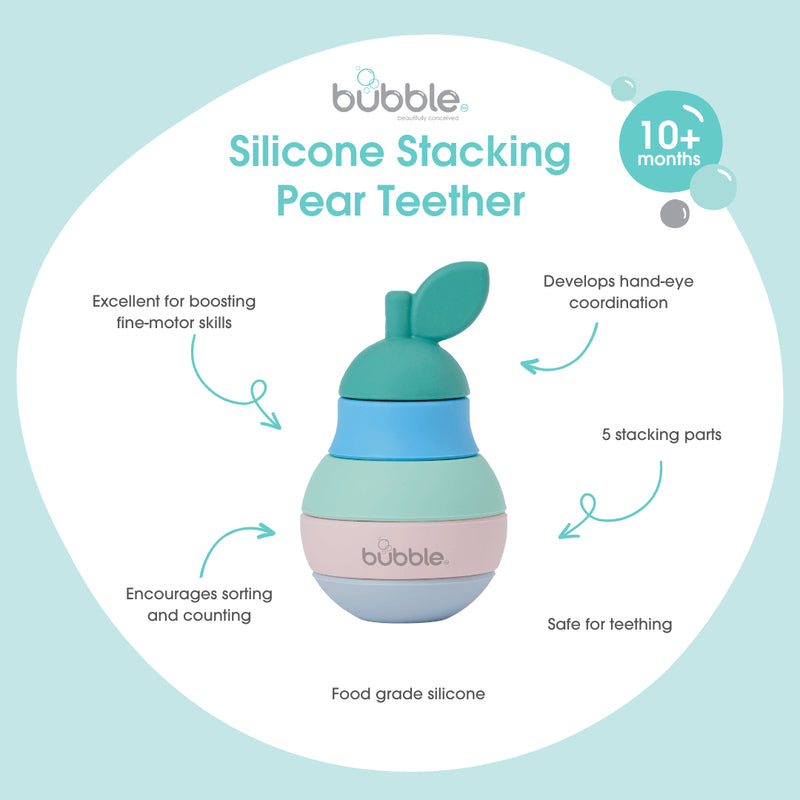 Bubble Silicone Stacking Pear Teether