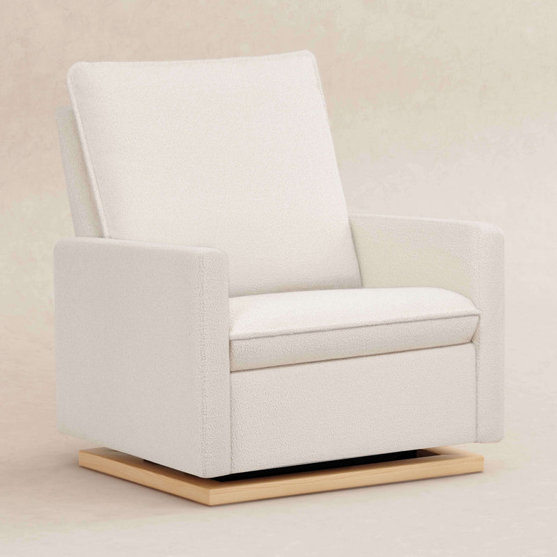 Babyletto Cali Pillowback Chair and a Half Glider - Chantilly Fleece with Light Wood Base