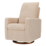 Babyletto Cali Pillowback Swivel Glider - Chai Shearling with Dark Wood Base
