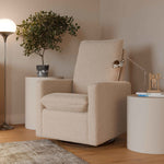 Babyletto Cali Pillowback Swivel Glider - Chai Shearling with Dark Wood Base