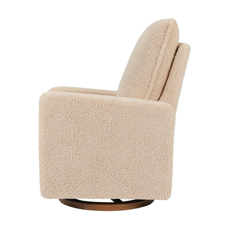 Babyletto Cali Pillowback Swivel Glider - Chai Shearling with Dark Wood Base
