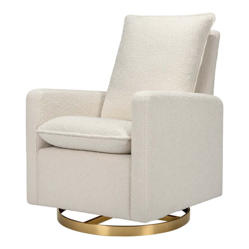 Babyletto Cali Pillowback Swivel Glider - Ivory Boucle with Gold Base