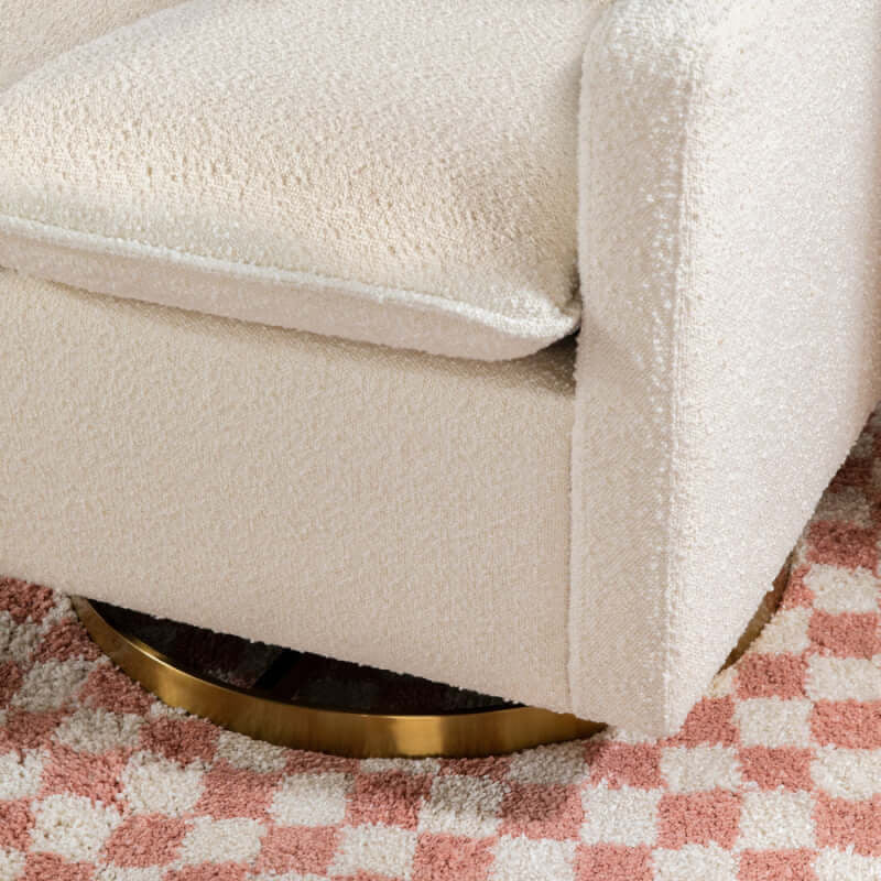 Babyletto Cali Pillowback Swivel Glider - Ivory Boucle with Gold Base