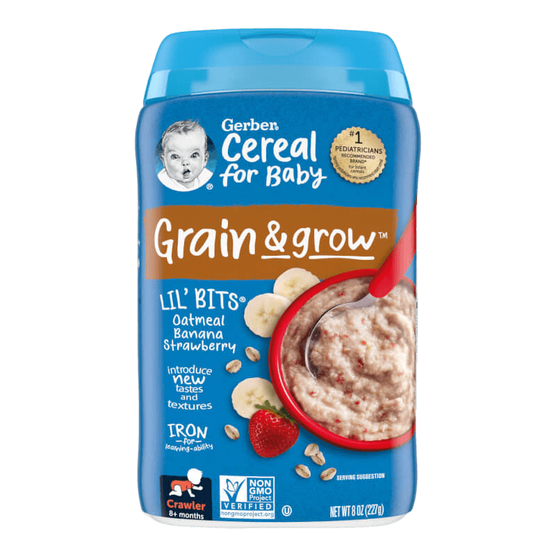 Gerber Cereal for Baby Grain & Grow 8+ Months Oatmeal Banana Strawberry 8 oz (227 g)