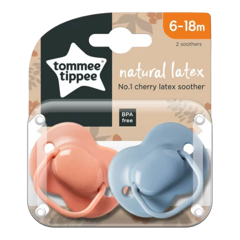 Tommee Tippee Cherry Latex Soother 6-18m (Twin Pack) - Red/Blue