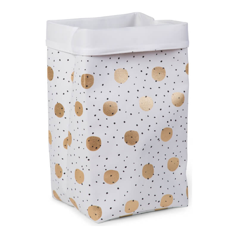 兒童家居收納籃 - 帆布材質，金色圓點圖案
