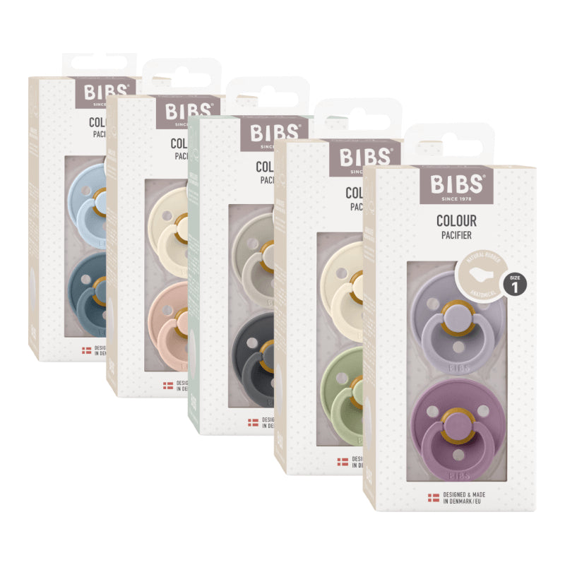 BIBS彩色圓形乳膠安撫奶嘴2個裝 - 1號