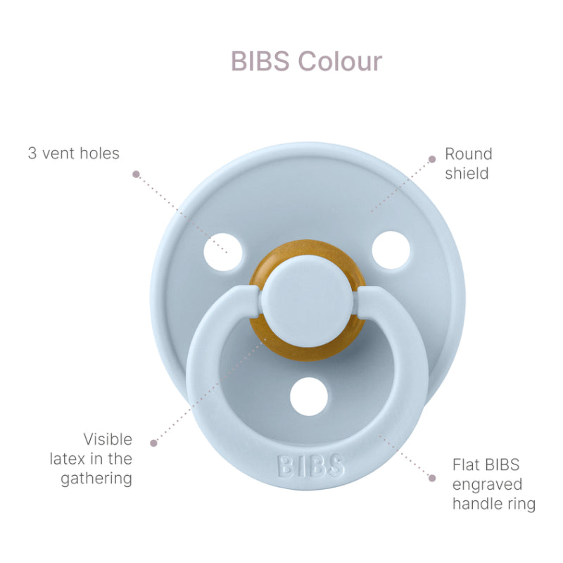 BIBS彩色圓形乳膠安撫奶嘴2個裝 - 1號
