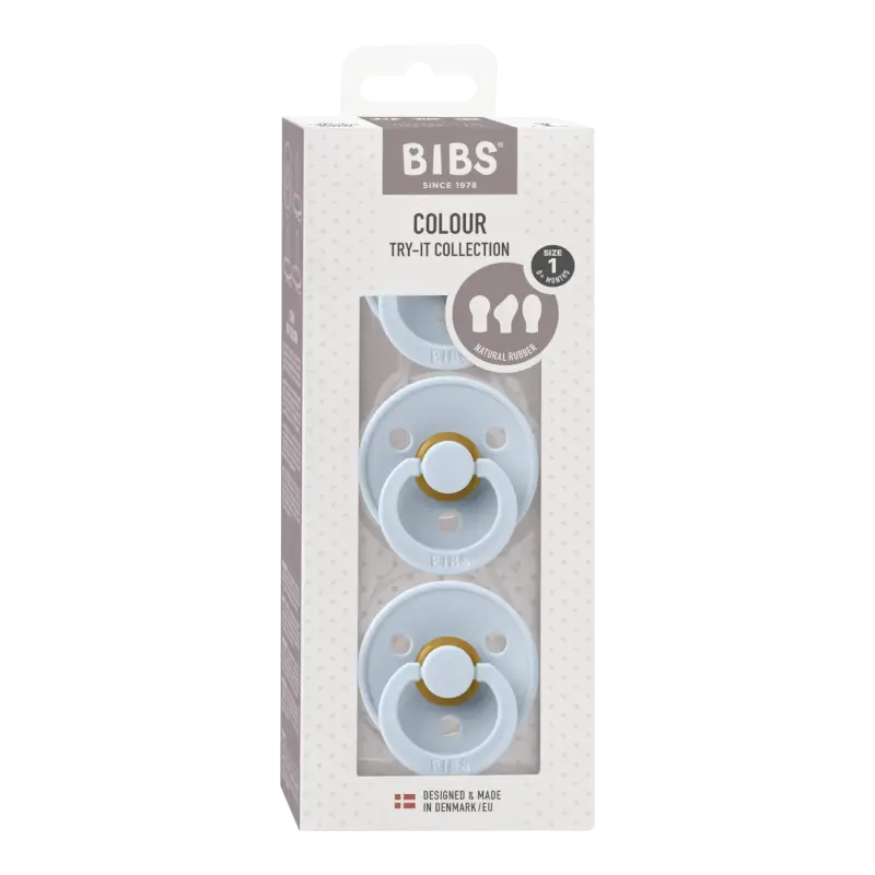 BIBS 彩色試用系列圓形/對稱/符合人體工學的乳膠安撫奶嘴（3個裝）