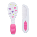 Nuby Comb and Brush - Pink Striped Hearts