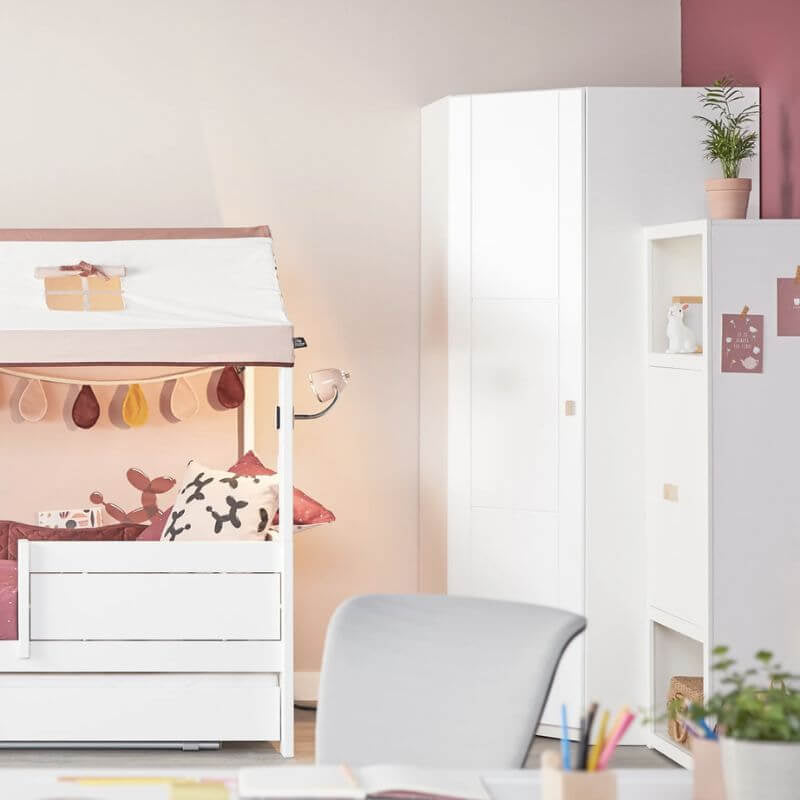 LIFETIME Kidsrooms Corner Wardrobe with Clothes Rail & Shelves