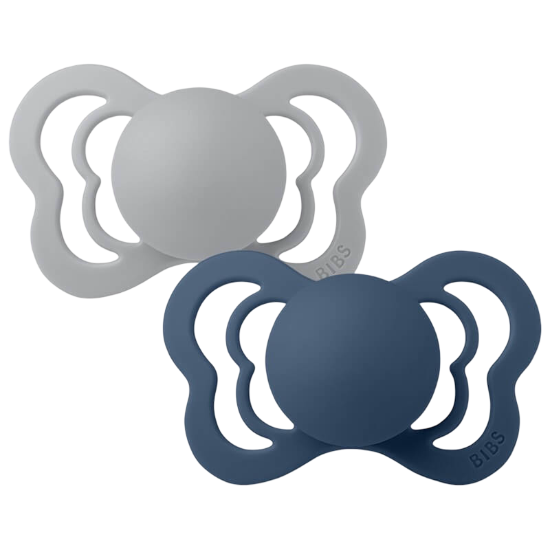 BIBS Couture Anatomical Latex Pacifier - Cloud/Steel Blue