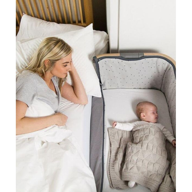 Tutti Bambini CoZee Bedside Crib - Oak and Charcoal