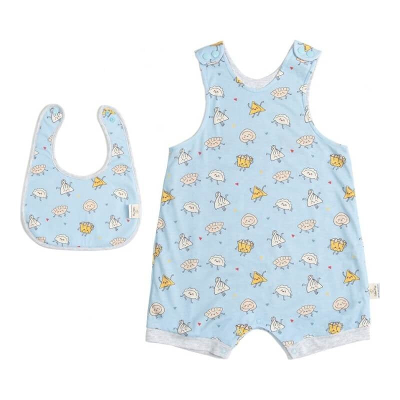 Cotton Pigs Dancing Dumplings Romper Bib Gift Set