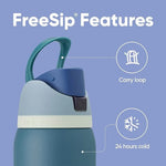 Owala Owala Owala FreeSip® 不鏽鋼保溫瓶 24 盎司/700 毫升 - 牛仔藍