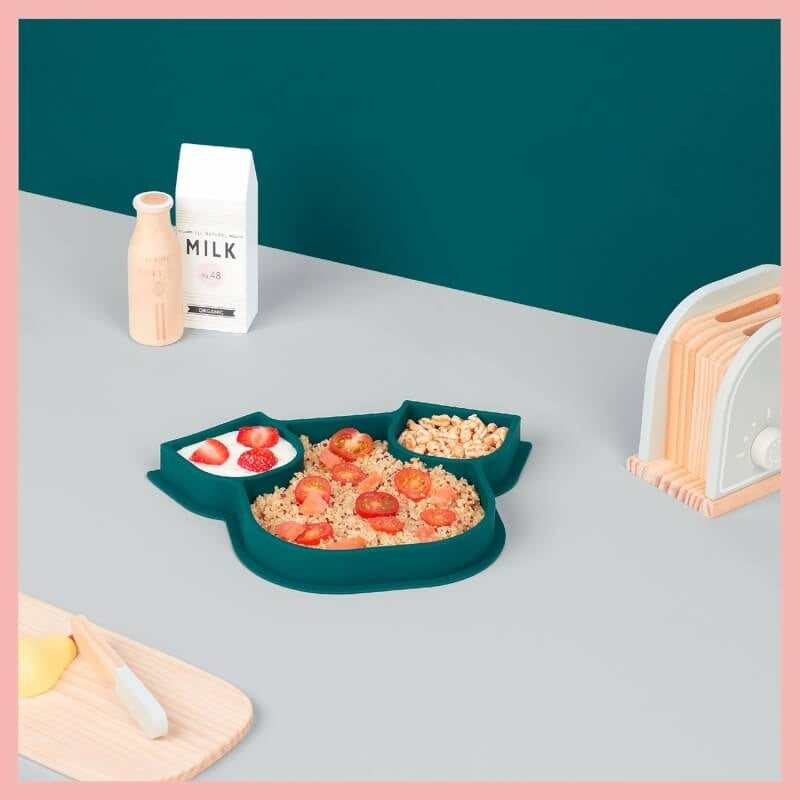 Babymoov Eats' ISY Silicone Suction Animal Plate - Blue Fox