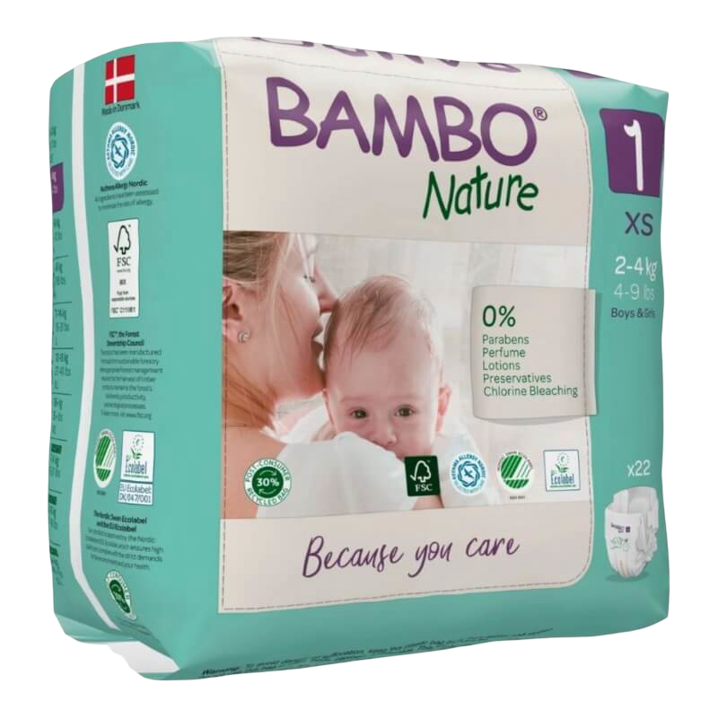 Bambo Nature Eco Diapers - Size 1 (2-4 kgs) - XS 22s
