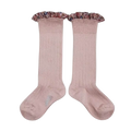 Collegien Elisabeth-Liberty Ruffle Knee-Highs Socks - Rose Pink