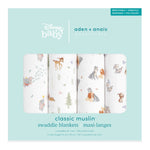 aden + anais Essentials Cotton Muslin Swaddles 4-Pack - Disney Baby, Disney + Friends