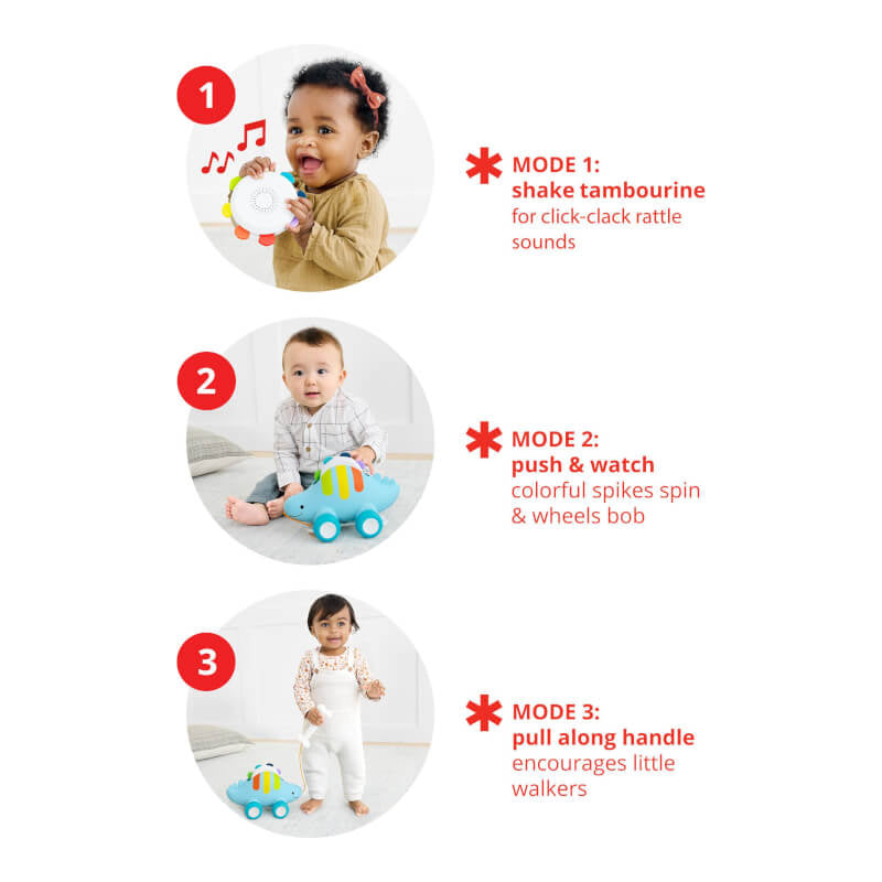 Skip Hop Explore &amp; More 恐龍三合一嬰兒音樂拉車玩具