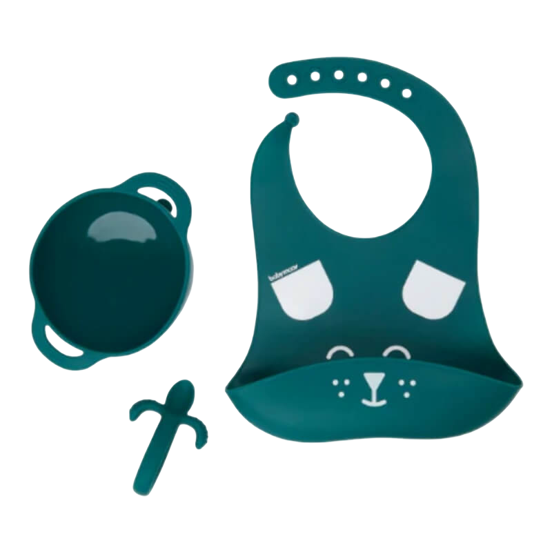 Babymoov First ISY 3-Piece Silicone Bowl, Spoon & Bib Baby Weaning Set