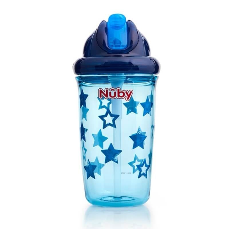 Nuby Flip-it Tritan Cup with Thin Silicone Straw & PE Straw 300ml