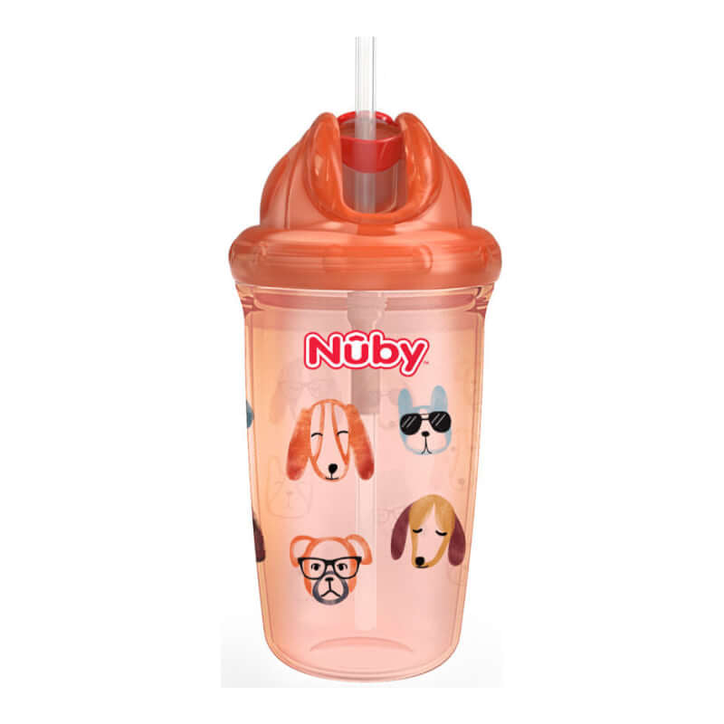 Nuby Flip-it Tritan Cup with Thin Silicone Straw & PE Straw 300ml