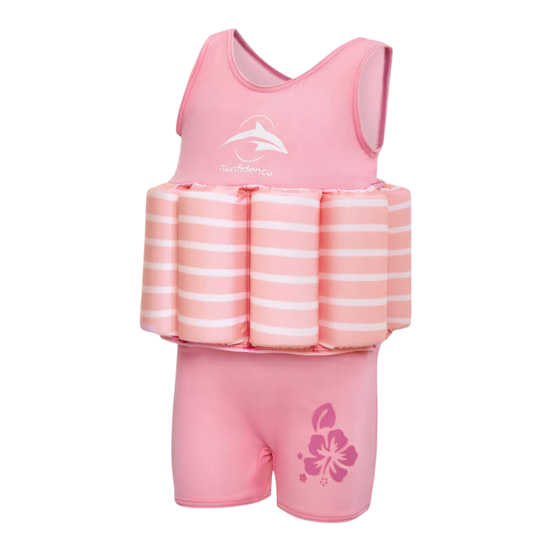Konfidence™ 游泳服 - 粉紅布列塔尼條紋 - 4-5歲