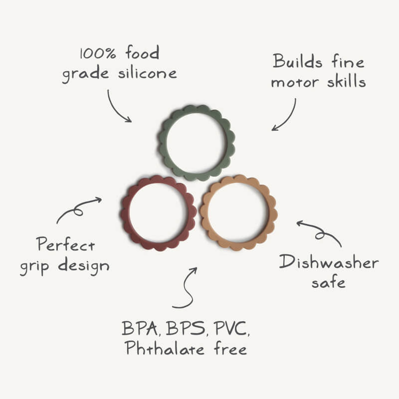 Mushie 花朵牙膠手環 3 件裝