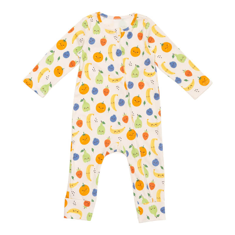 Cotton Pigs Fruit Party Organic Zip-Up Sleepsuit