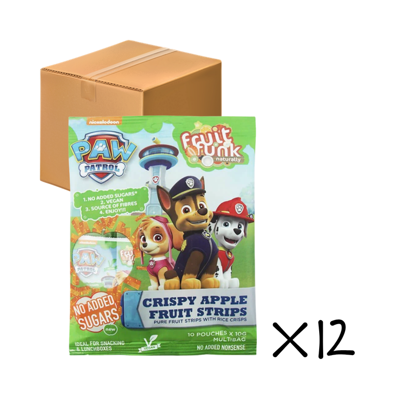 Fruitfunk Paw Patrol Crispy Apple Fruit Strips 10 pouces x 10g (Individual Packs)〖12 Packs Full Case Offer〗