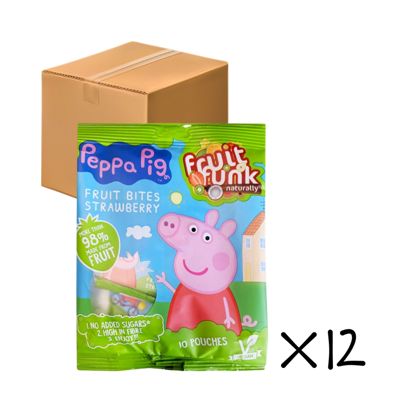 Fruitfunk Peppa Pig Fruit Bites Strawberry 10 pouces x 10g (Individual Packs)〖12 Packs Full Case Offer〗