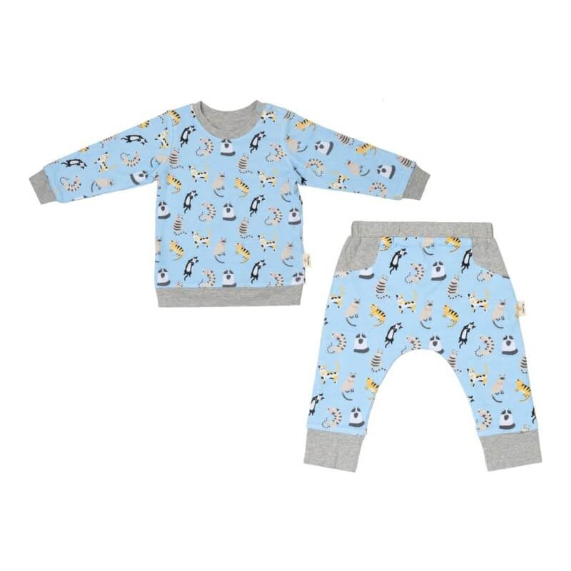 Cotton Pigs Funny Cats Reversible Jumper Pants Set