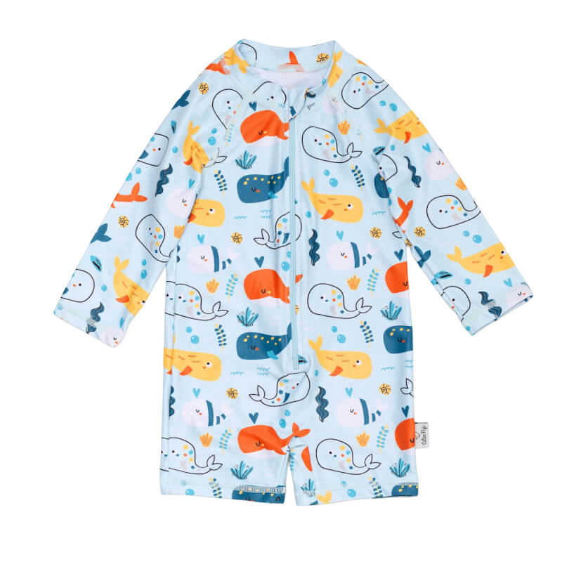 Cotton Pigs Gentle Whales Rash Guard Baby Toddler Swimsuit