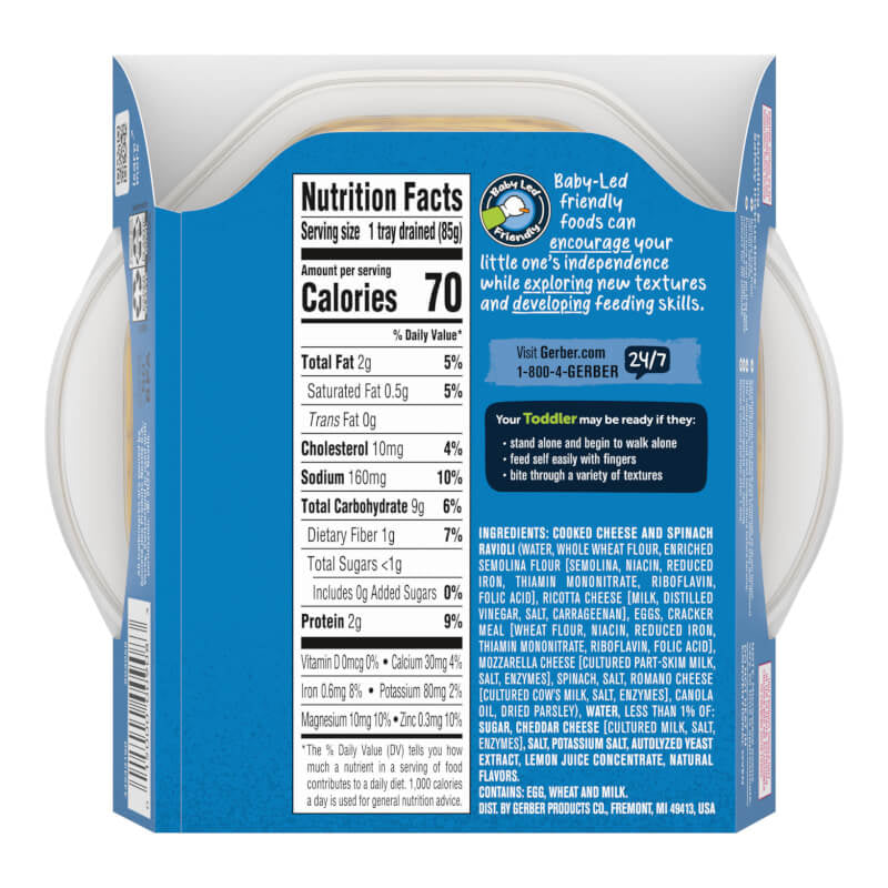 Gerber Mealtime For Toddler Pick-Ups 12+ Months Cheese & Spinach Ravioli 6 oz (170 g)