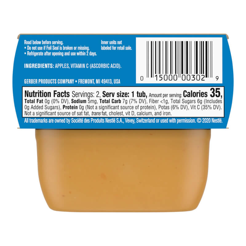 Gerber Natural for Baby 1st Foods Apple 2 Pack 2 oz (56 g) Each