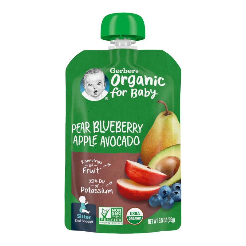 Gerber Organic for Baby 2nd Foods Pear Blueberry Apple Avocado 3.5 oz (99 g)