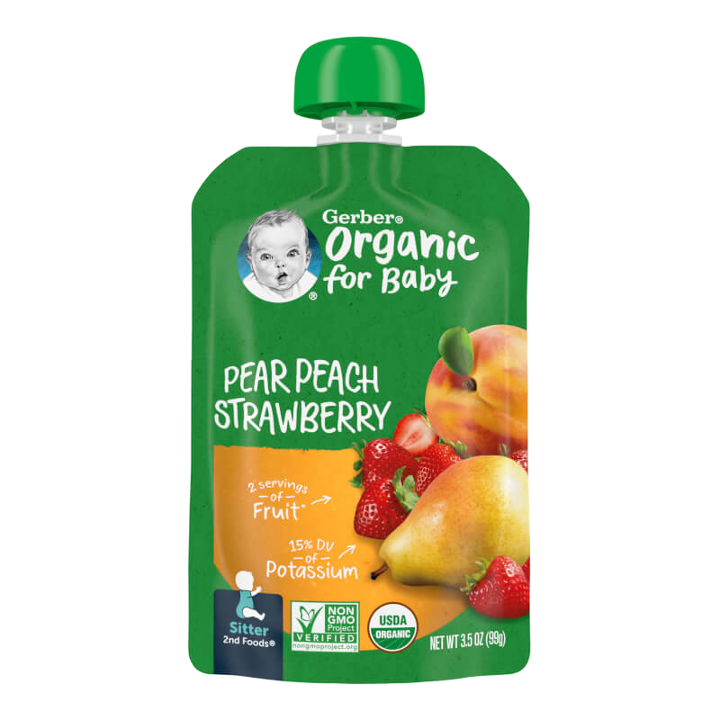 Gerber Organic for Baby 2nd Foods Pear Peach Strawberry 3.5 oz (99 g)