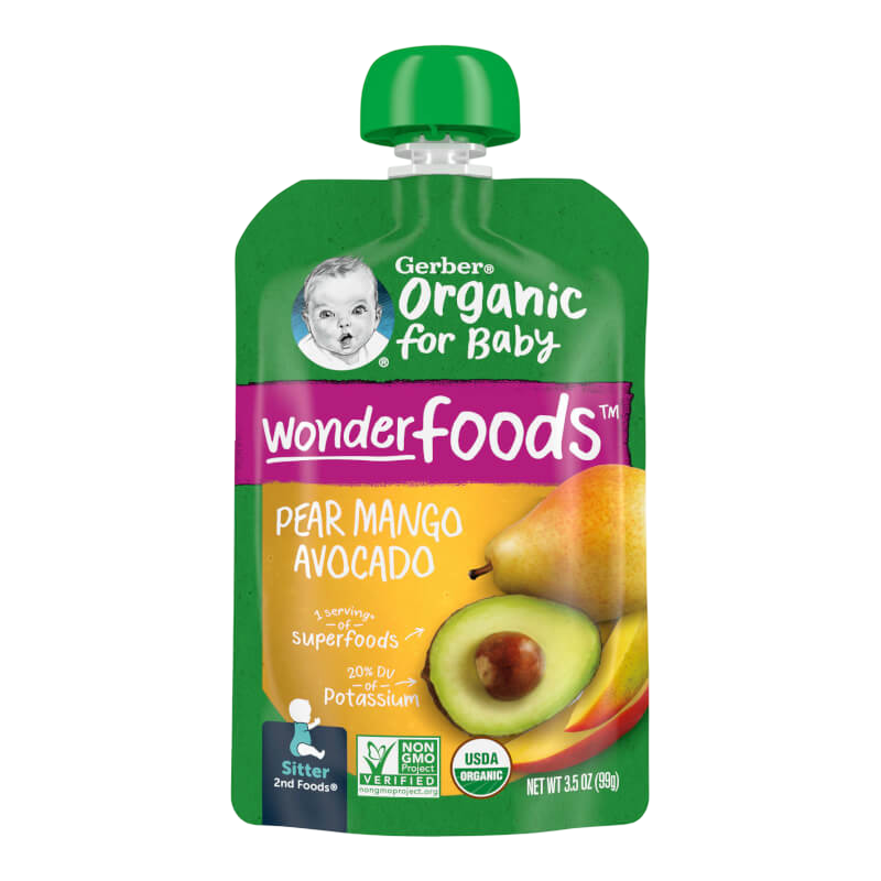 Gerber Organic for Baby Wonderfoods 2nd Foods Pear Mango Avocado 3.5 oz (99 g)