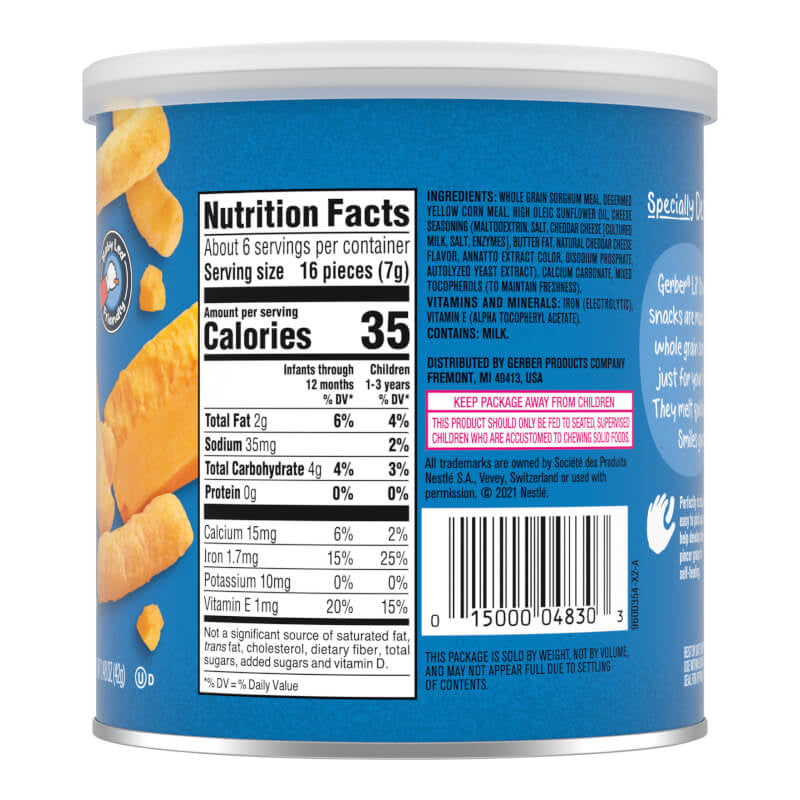 Gerber Snacks for Baby Lil' Crunchies Baked Grain Snack 8+ Months Mild Cheddar 1.48 oz (42 g)