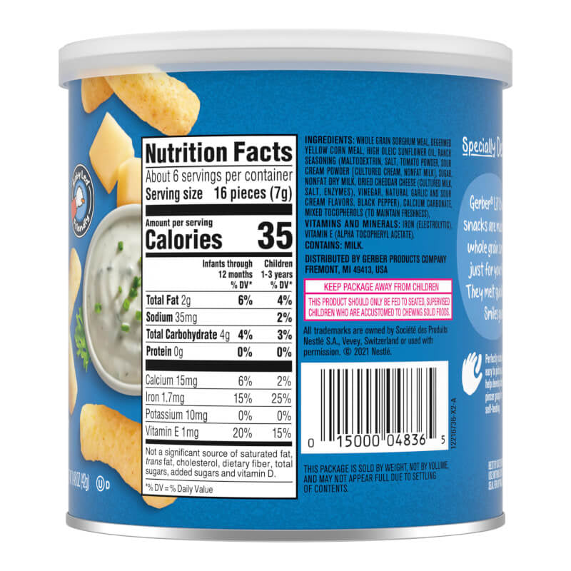 Gerber Snacks for Baby Lil' Crunchies Baked Grain Snack 8+ Months Ranch 1.48 oz (42 g)