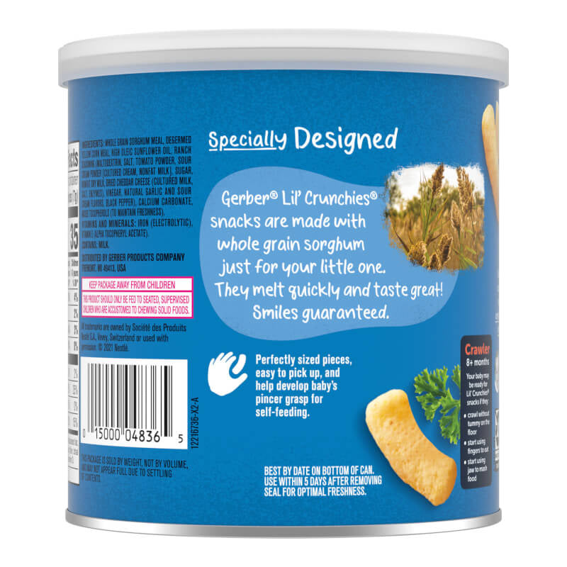 Gerber Snacks for Baby Lil' Crunchies Baked Grain Snack 8+ Months Ranch 1.48 oz (42 g)