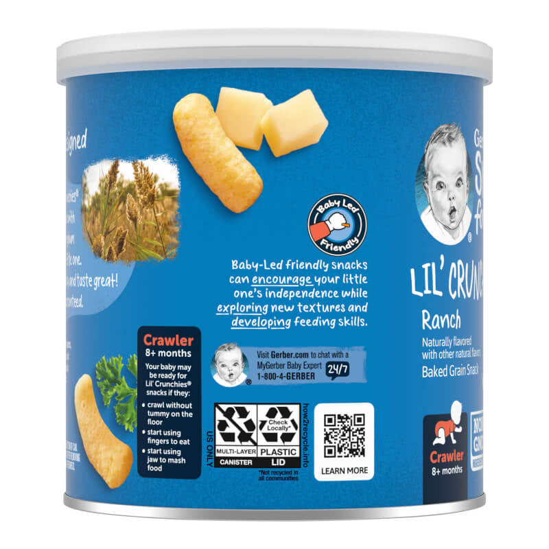 Gerber Snacks for Baby Lil' Crunchies Baked Grain Snack 8+ Months Ranch 1.48 oz (42 g)