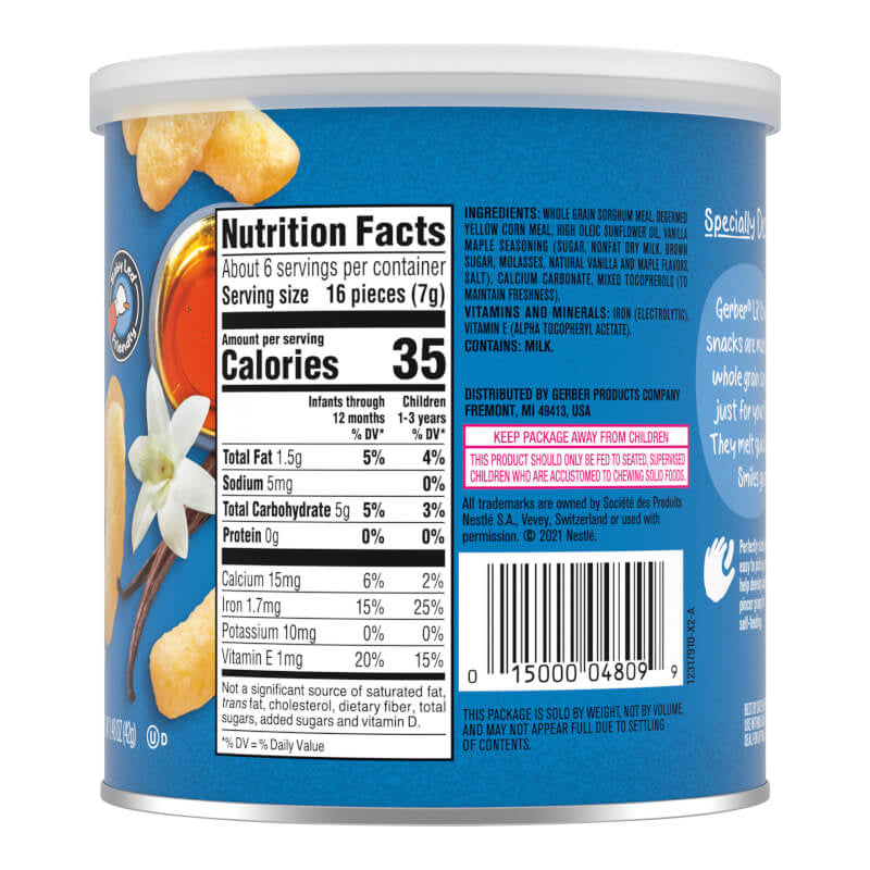 Gerber Snacks for Baby Lil' Crunchies Baked Grain Snack 8+ Months Vanilla Maple 1.48 oz (42 g)