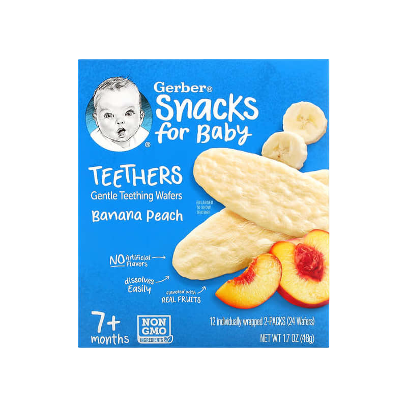Gerber Snacks for Baby Teethers Gentle Teething Wafers 7+ Months Banana Peach
