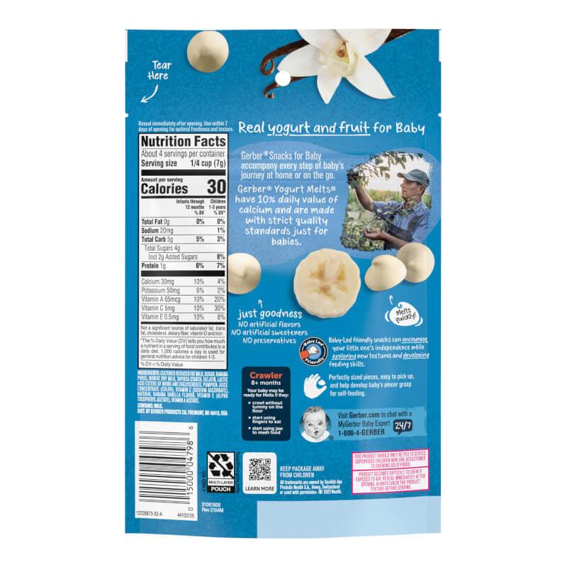 Gerber Snacks for Baby Yogurt Melts 8+ Months Banana Vanilla 1 oz (28 g)